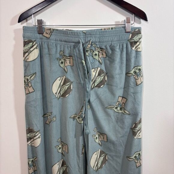 Star Wars Baby Yoda Fleece Elastic Waste Drawstring Pajama Pants Medium Soft - Picture 2 of 12